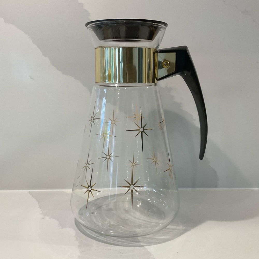 Vintage Corning mid century modern Atomic Star Glass Coffee Carafe